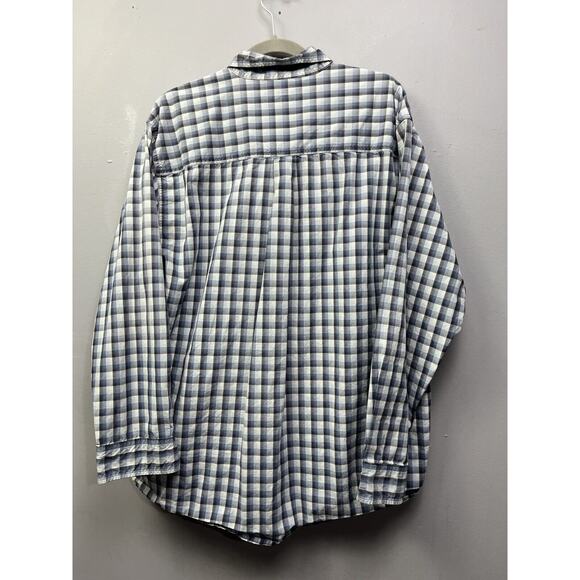 Carhartt Shirt Mens Large Button Up Pocket Blue Gray Plaid Work Wear - Picture 2 of 6